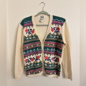 Vintage Napa Valley Petites 1990’s Flower Embroidered Cardigan